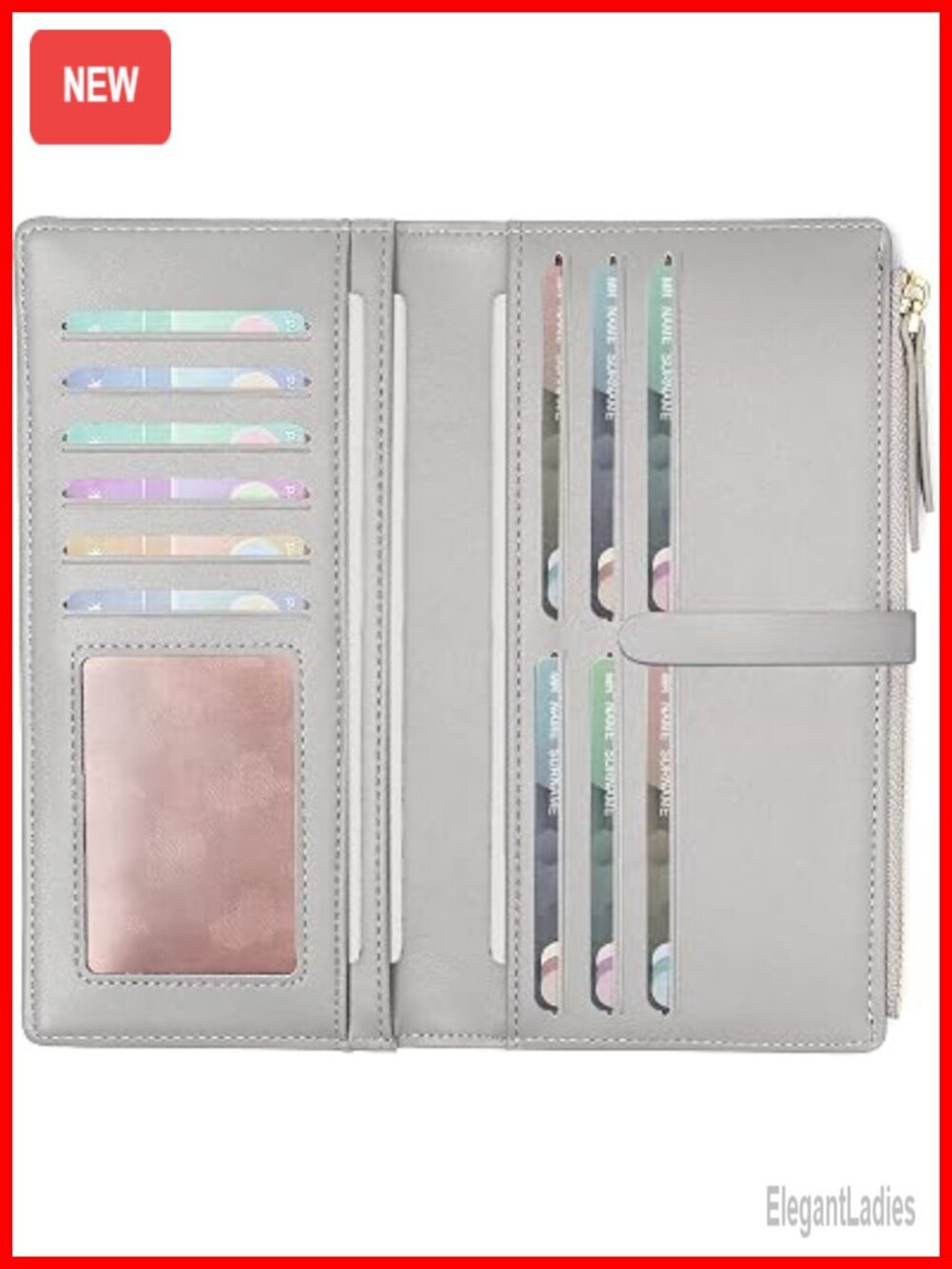 Ultra Slim Bifold Wallet with Zipper Pocket PU Leather Credit Card Holder